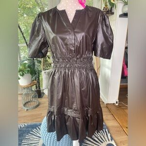 Simply Southern Dark Brown/black faux leather dress NWT Large